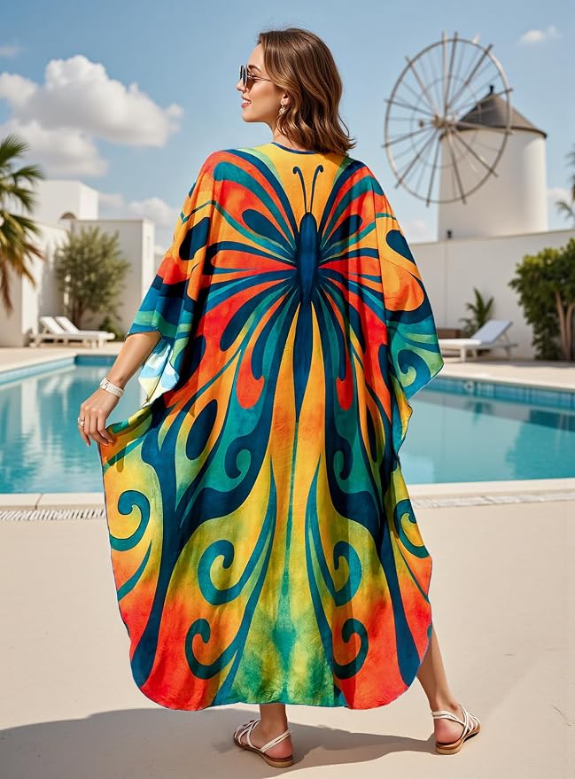 Mumu Dresses for Women Plus Size, Bohemian Kaftan Beach Cover Up Long Maxi Nightgown Soft Loungewear