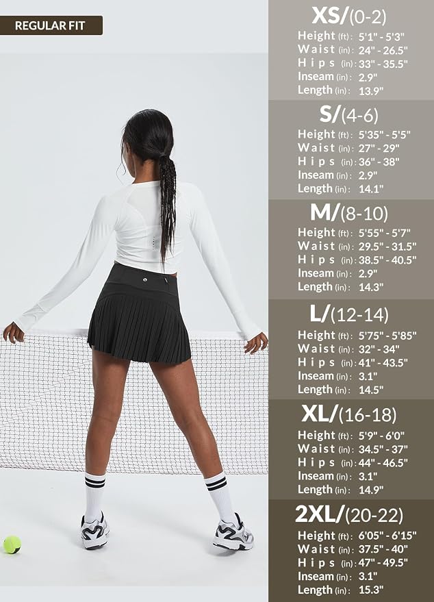 baleaf Tennis Skirt Pleated Golf Skorts with 3 Pockets | 14", Built in Shorts, High Waisted, Anti-slip Strip, Lightweight, for Athletic, Workout, Pickleball, Skorts for Women