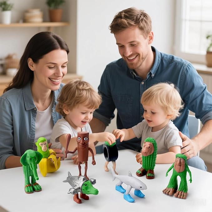 8PCS Italian Brainrot Action Figures, Tralalero Tralala Figures Toys, Collectible Animals Figurine with Tralalero Tralala, Brainrot Meme Shark Collectible Animals Figurine Doll Gifts for Fans