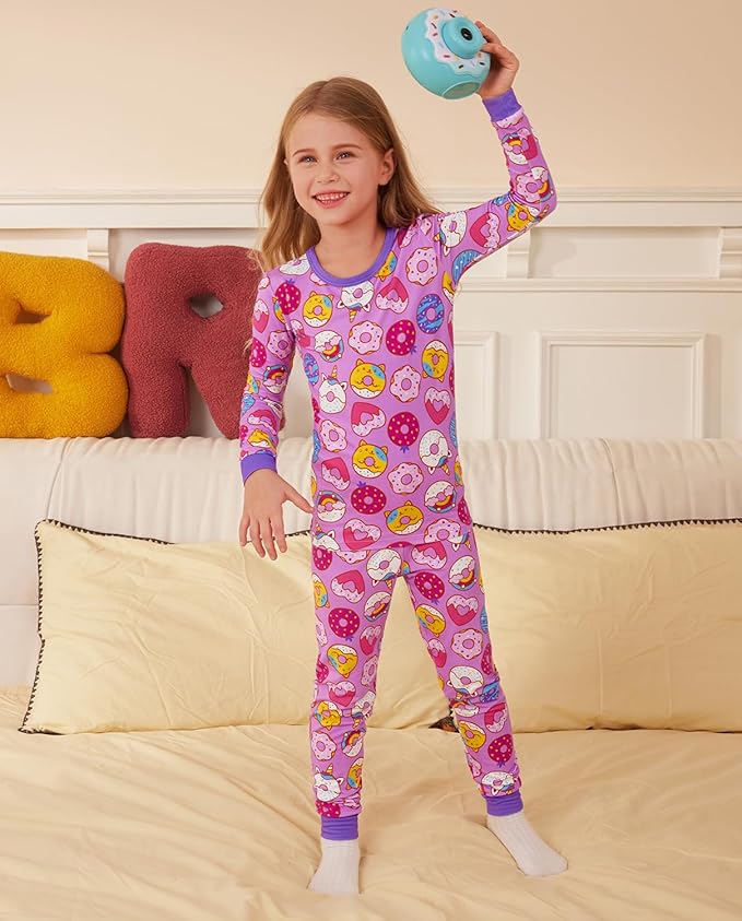 Bamboo Viscose Toddler Girls Kids Pajamas Unicorn Mermaid Pjs Long Sleeve Snug fit 12M-8Y 2pcs Soft Jammies