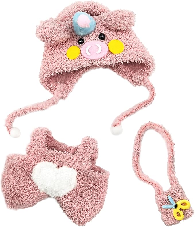 Clothes for Doll, 17cm Doll Clothes Set Suitable for Dolls Accessories - Pig Hat + Clothing + Mini Crossbody Bag (NO Doll),Piggy