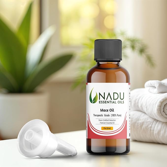 Mace Essential Oil - 100% Pure & Natural - Great for Home Diffusers - Exceptional for Aromatherapy, Essential Oil Blends, Beauty, Health, Candle Making, and Soap-Making - 1 Fl Oz (30 ml)