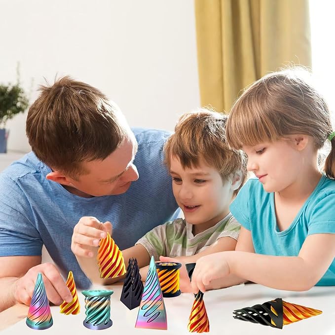 4 Packs Impossible Cone,Spiral Cone Fidget Toy,Impossible Cones passthrough Impossible Pyramid for Relaxing,Spiral Fidget Toy passthrough Impossible Cone,Birthday for Adults & Kids