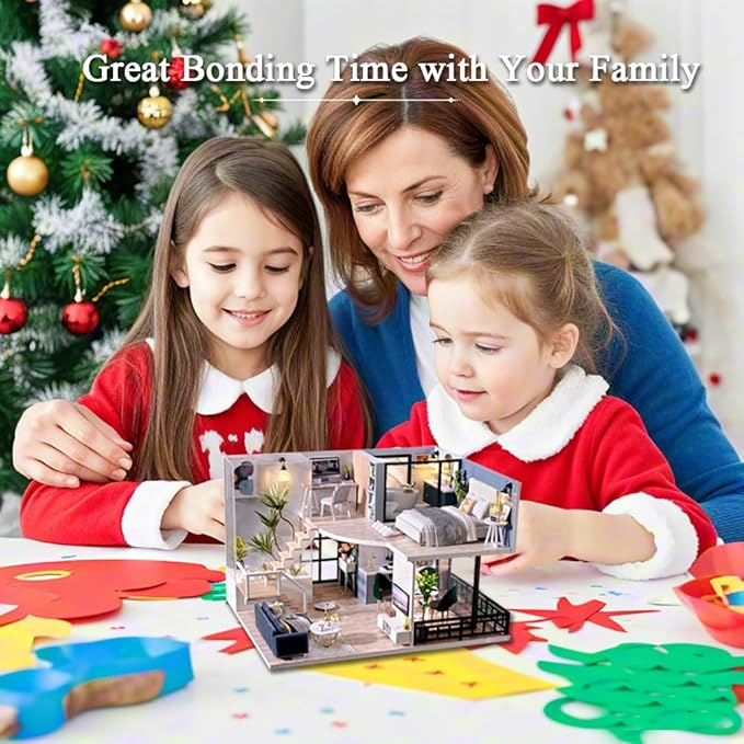 RHZN Miniature House Kit, Dollhouse Kit, Miniature Kit, DIY Mini House Building Kit for Adult