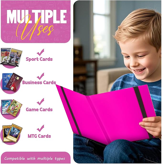 Card Binder 9-Pockets,Trading Card Binder,20 Pages, 360 Card Capacity Collection Binder, Card Folder for MTG, TCG, Game Cards & Sports Cards (Rose Red)