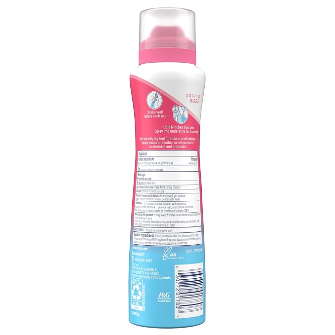 Secret Dry Spray Antiperspirant Deodorant for Women, 48hr Weightless Sweat & Odor Protection, Gentle on Skin, Wild Rose & Argan Oil Scent, 4.1 oz (Pack of 2)