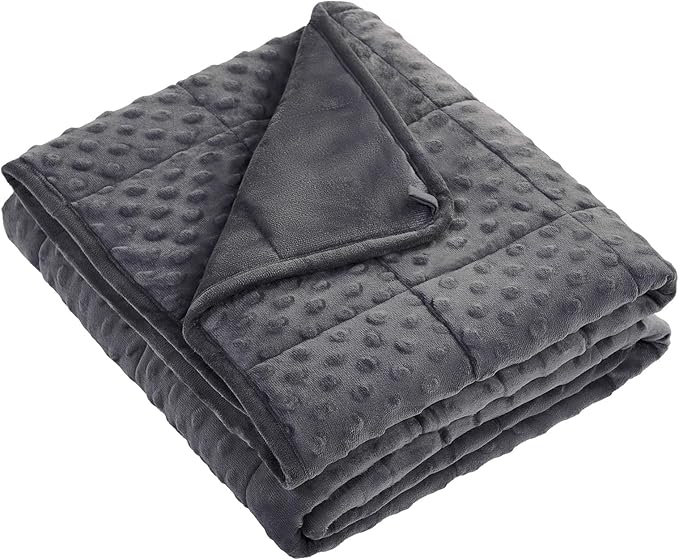 Weighted Blanket - 10 lbs Grey Minky Heavy Blanket - Small Size Breathable Lap Blanket(41"x60", 10 lbs)