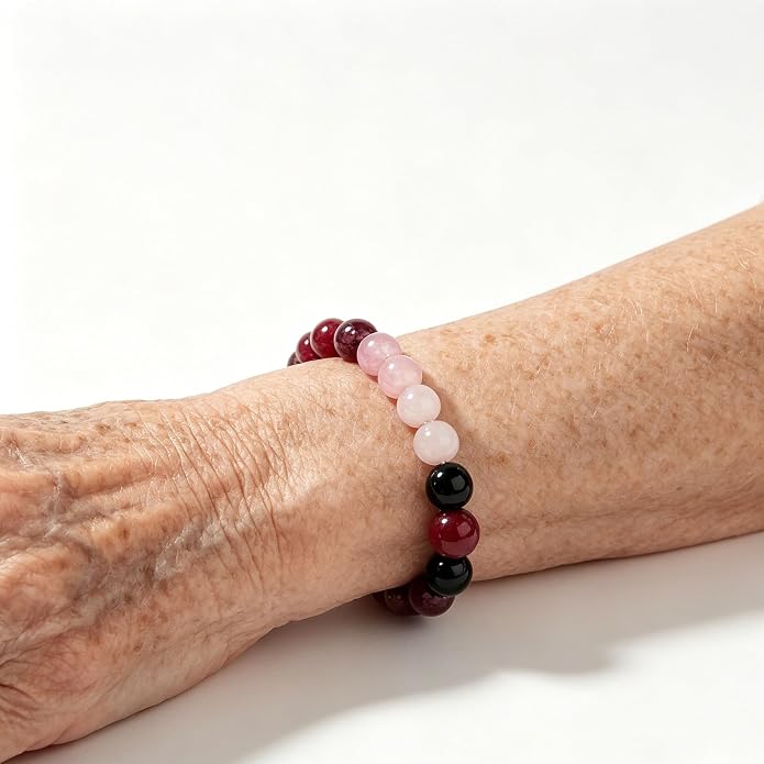 Menopause Bracelet for Women, Natural Crystal Elastic Bracelets Hot Flashes & Anxiety Relief Calming Balance Menopause's Support Jewelry Gift With Card