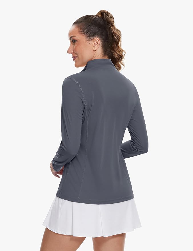 TACVASEN Women's Quarter Zip Pullover Golf Shirts UPF 50+ Long Sleeve Sun Shirts UV Protection Workout Tops