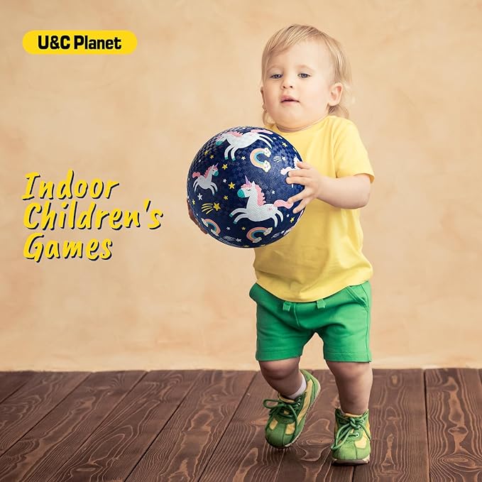 U&C Planet 2 Pack Playground Balls for Toddler Kids, 6 inch 8.5 inch Cartoon Rubber Balls with Pump, Dodgeball Kickball for Outdoor & Indoor Game, Great Gift for Boys Girls Aged 1 and Above