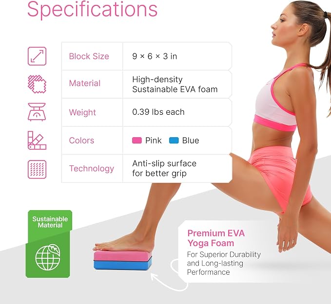 TTolbi Yoga Starter Kit - Yoga Blocks 2 Pack, Strap & 2 Knee Pad Cushions | Non-Slip EVA Foam Equipment for Stretching, Flexibility & Joint Comfort | Home Pilates Set for Beginners, Women & Men