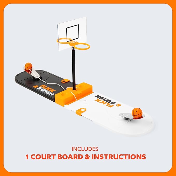 Flick & Swish Basketball Hook & Ring Game by Relatable, Fun 2 Player Games for Ages 8+, This Mini Basketball Game Includes 1 Court Board and Instructions