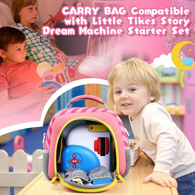 Carrying case Bag Compatible with Little Tikes Story Dream Machine Books Starter Set,Storage for Storybook, Audio Play, Character Travel Bag(Pink)