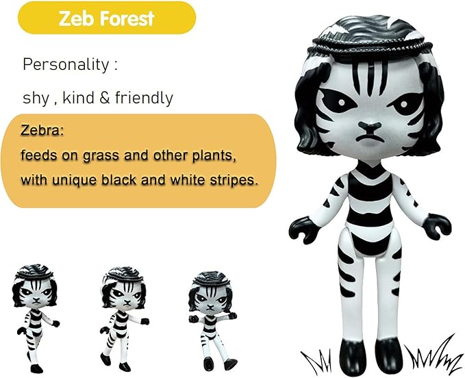 PLENTY MORE Forest Animal Theme Series Action Figure - 3.5 inches / 8cm Collectible Action Figure, Creative Forest Animal Toy, Educational & Fun Play for Ages 3+, Safe & Non-Toxic (Zeb Forest)