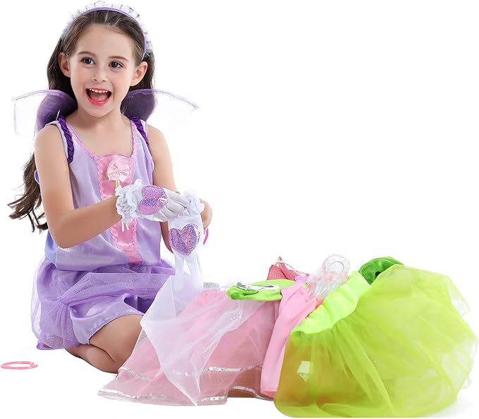 Fedio Dress up Clothes for Little Girls - Kids Dress up & Pretend Play Princess Dress up Trunk Costume for Girls 3-6 Years