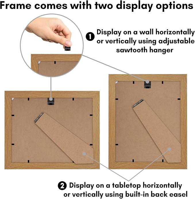 Americanflat 8x10 Picture Frame with Shatter-Resistant Glass - Use as 5x7 Frame with Mat or Display 8x10 Photo Without Mat - Signature Collection - Picture Frames for Tabletop and Wall - Dark Oak | Shatter-resistant glass, wall or tabletop display with...