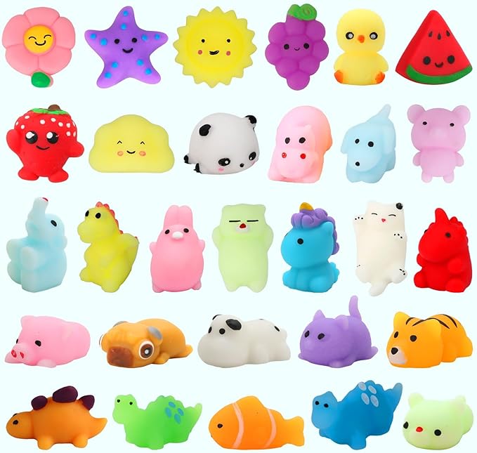 60 Pack Mochi Squishy Toys, Kawaii Mini Animal Squishies for Kids Treasure Box Classroom Prizes Birthday Party Favors Goodie Bag Stuffers Pinata Easter Egg Fillers Sensory Fidget Toys Xmas Gift