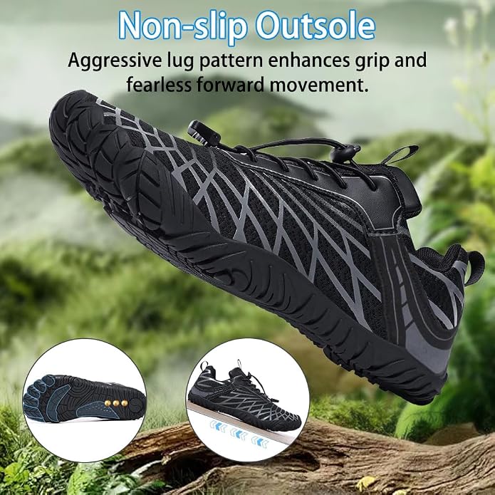 Barefoot Shoes for Women & Men, Grounded Walking Hiking Barefoot Shoes, Wide Toe Box Non-Slip Water Athletic Footwear, Comfortable Vitality Barefoot Footwear, Trail Running Sneakers Unisex