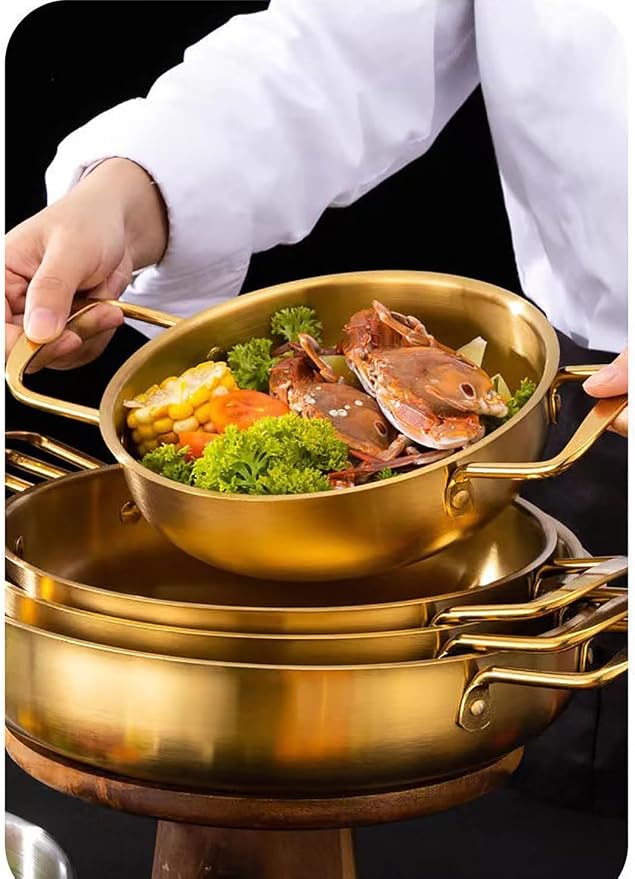 Ramen Cooking Pot 7in Korean Noodle Pot Small Stockpots Pasta Pots Stainless Steel Stir Fry Pan Omelet Paella Pans Small Pots for Home and Outdoor, Dishwasher Safe