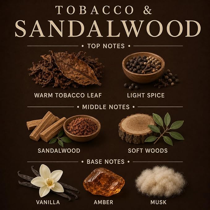 Affinati Tobacco & Sandalwood 10 oz Scented Candle – Long Lasting Luxury Soy Blend Candle for Home, Strong Scent Throw Rich Earthy Wood Masculine Candle, Premium Room Odor Eliminator Gift