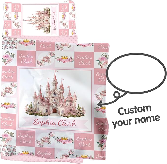Personalized Toddler Nap Mat for Girls โ Custom Name Kids Nap Mat โ Daycare Sleeping Mats with Removable Pillow and Soft Minky Dot Blanket for Preschool, Travel, Kindergarten