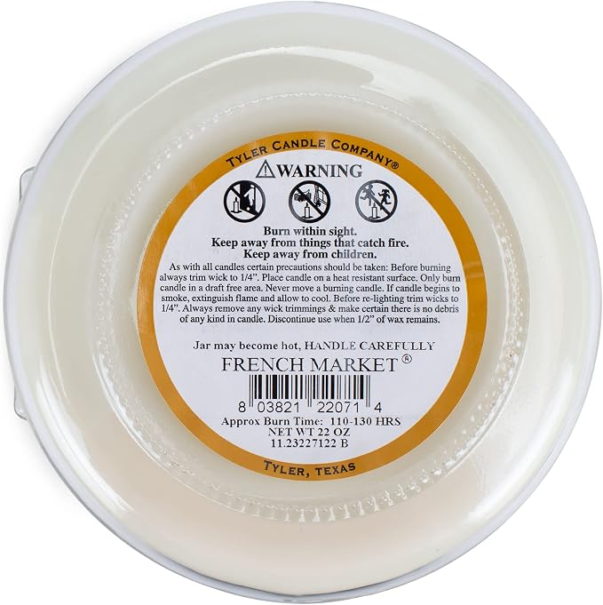 Tyler Creamy White 2-Wick 11 Ounce Glass Aromatherapy Scented Jar Candle Pack of 2, French Market