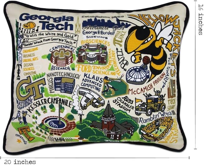 Catstudio Georgia Tech Collegiate Embroidered Decorative Throw Pillow