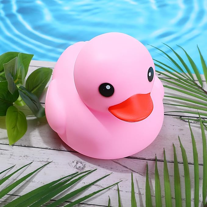 Honoson 6.89 Inch Giant Rubber Duck Big Rubber Duck Large Duckling Bath Toy with Squeaky Sound for Summer Baby Shower Birthday Party Favor Gift(Pink)