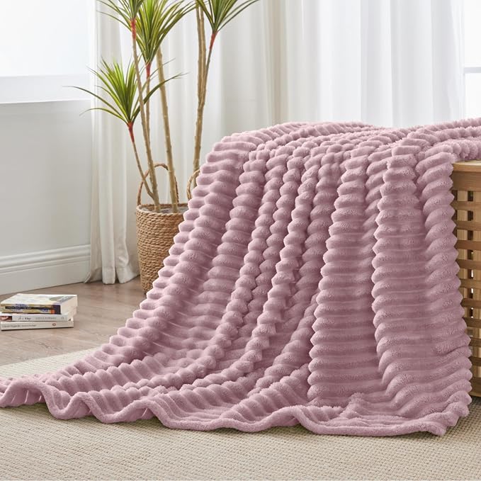 BEDELITE Ribbed Twin Blanket for Couch & Bed, Berry Purple, 60"x80" | Ultra-Soft Plush Fleece, Cozy, Warm Yet Lightweight, Ribbed Texture, Home Decor, Machine Washable, Giftable, All-Season Use