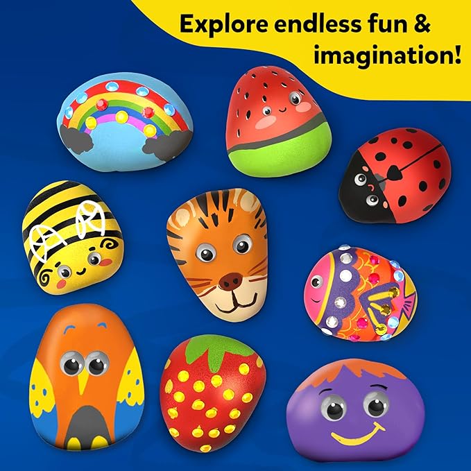 Skillmatics Rock Painting Kit - Mess-Free Art & Craft Activity for Girls & Boys, Craft Kits & Supplies, DIY Creative Activity, Gifts for Kids Ages 4, 5, 6, 7, 8, 9, 10, 11,12