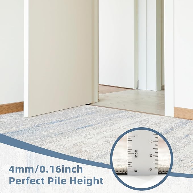 Washable Rugs 5x7 Area Rugs for Living Room- Modern Abstract Rugs for Bedroom,Dining Room,Large Soft Low Pile Carpet with Non Slip Rubber Backing,Neutral Accent Nursery Rug for Home Office