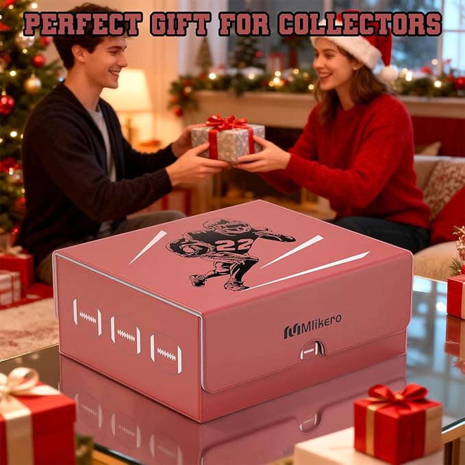 Mlikero Football Card Storage Box, Trading Card Storage Box Oversized Fits Toploaders, Magnetic Closure Sports Card Case for Football Cards 2026 (Holds 500+ Toploaders)