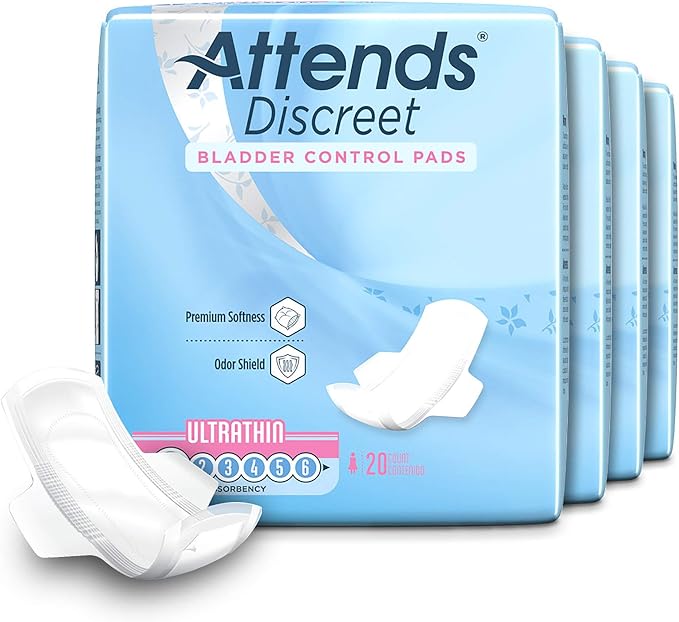 ADPTHIN - Attends Discreet Women's Ultrathin Pads, 20 Count (x24)