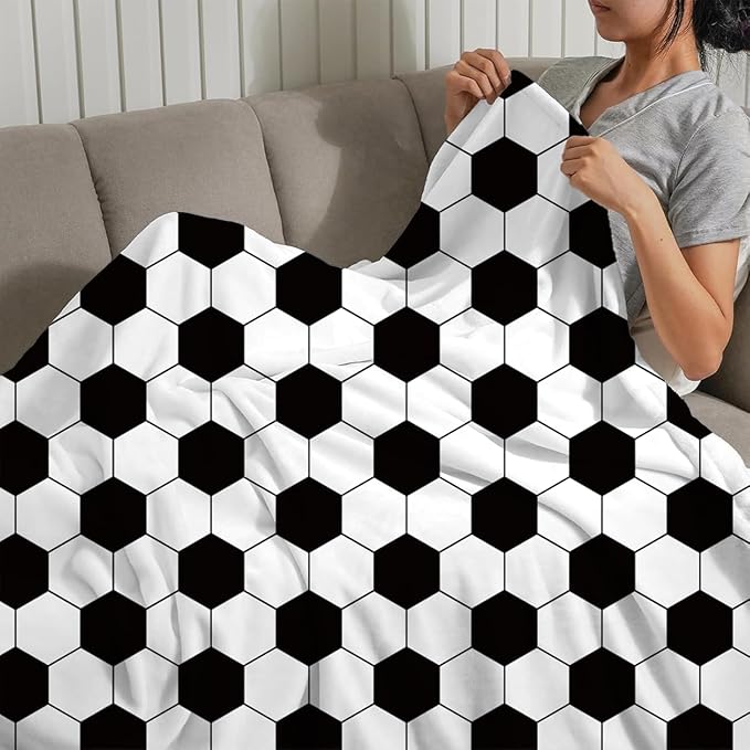 NEWCOSPLAY Throw Blanket Cute Soft Aesthetic Fleece Blanket for Kids Girls Boys Teens Cozy Blanket for Bed Couch Camping (Football, Throw(50"x60"))