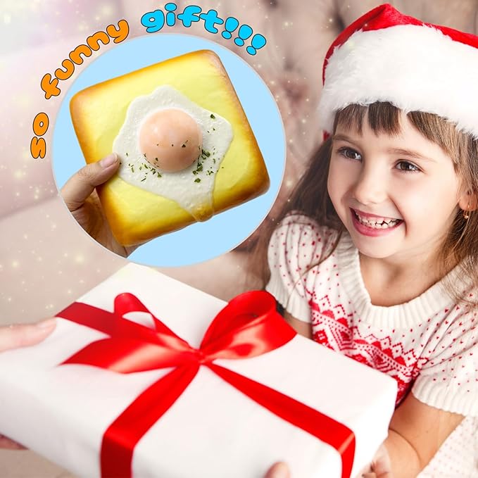 Egg Toast Squishies Super Soft Slow Rising Toy Cute Scented Simulation Food Square Cake Squishys Stress Relief Squeeze Toys for Kid Halloween Christmas Birthday Gift (Egg Toast)