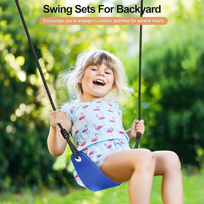 4-in-1 Heavy Duty Metal A-Frame Swing Set for Kids Backyard - 32" Saucer Swing, 55" Trampoline & Adjustable Basketball Hoop, Outdoor Playset Ages 3-12, 440lbs Capacity