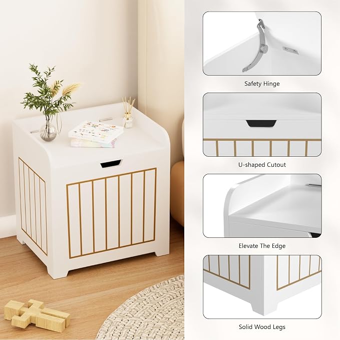 Aenuert Storage Chests, Small Cube Organizer Box,Wooden Entryway Storage (White, Without Handles)
