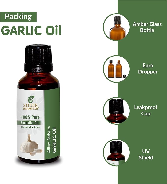 Garlic Oil - (Allium Sativum)- Essential Oil 100% Pure Natural Undiluted Uncut Therapeutic Grade Oil 0.51 Fl.OZ