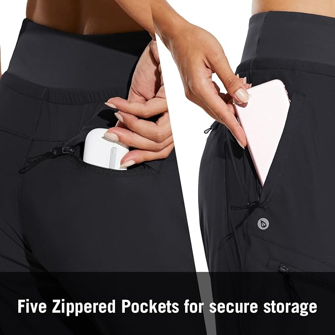 baleaf Womens Lightweight Hiking Pants Water Resistant Quick Dry Joggers with 5 Zipper Pockets UPF 50+ for Travel Hiking