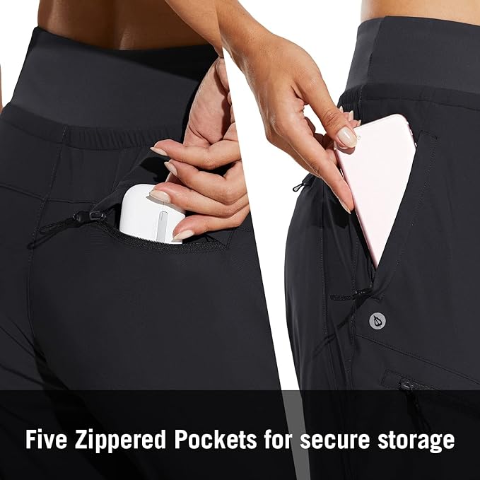 baleaf Womens Lightweight Hiking Pants Water Resistant Quick Dry Joggers with 5 Zipper Pockets UPF 50+ for Travel Hiking