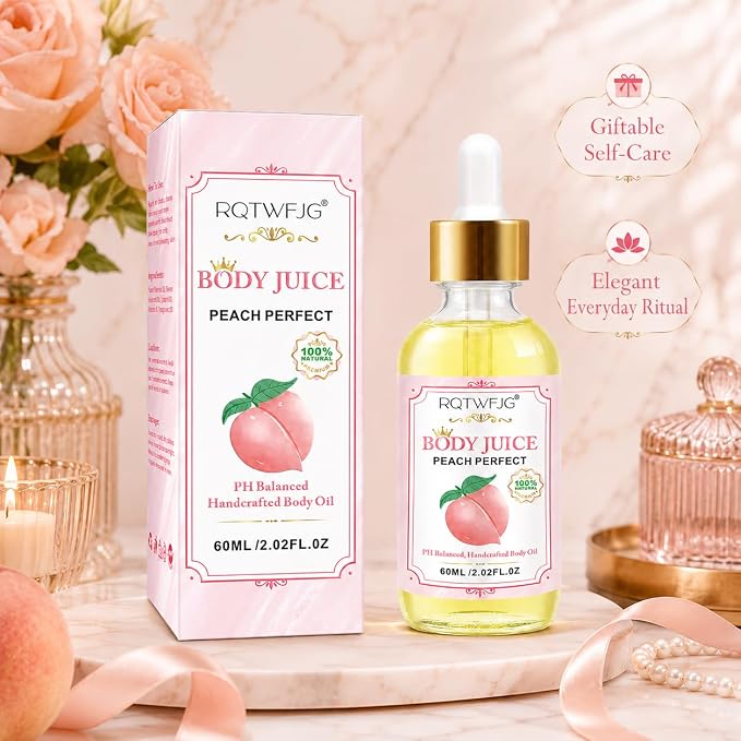 Peach Body Oil, 2.02 Fl Oz, Lightweight Body Moisturizer Oil with Dropper, Peach Scented Skin Care Oil for Dry-Feeling Skin, Massage and Daily Body Care (2.02 Fl Oz (Pack of 3))
