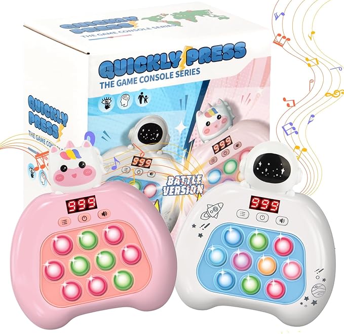 Electronic Pop It Game with LED Screen - 2-Player Online Bubble Pop Fidget Toy, Brain Training STEM Game for Kids 3-12, Anti-Anxiety Sensory Toy, Educational Birthday Gift for Boys Girls๏ผWhtie๏ผ