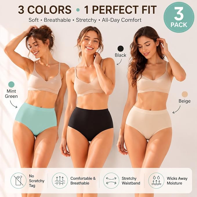 Incontinence Underwear for Women Leak Proof & Washable 3-Pack 5XL | 6-layer absorbency 60ml, cotton-rich & breathable. Reusable, postpartum, bladder control, daily protection briefs
