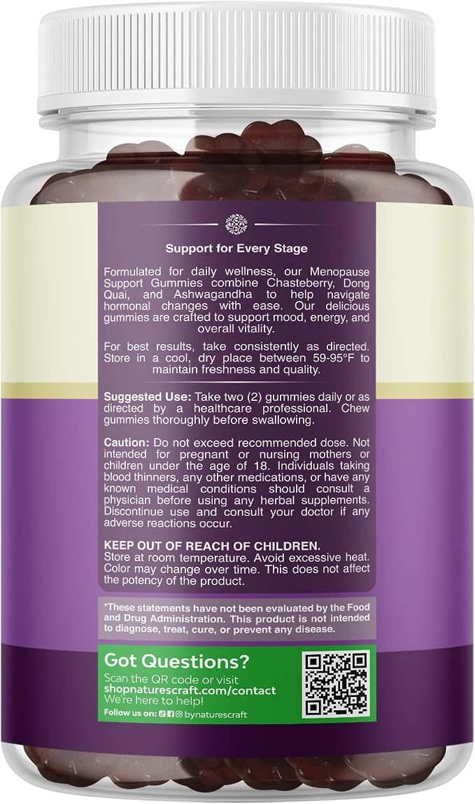 Womens Menopause Gummies with Dong Quai - Menopause Vitamins for Women with Ashwagandha - Holistic Support for Hot Flashes Night Sweats and Mood Swings - Pre & Post Supplements - 90 Count