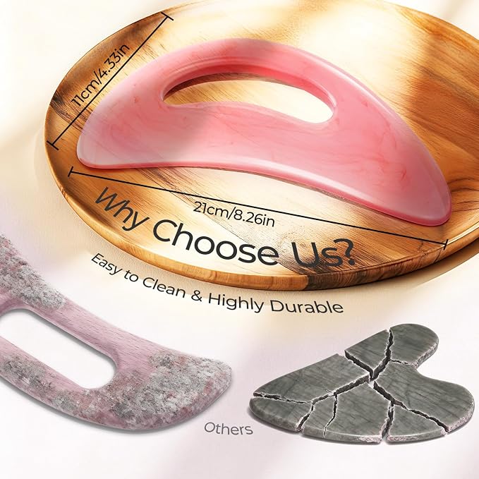 Scienlodic Gua Sha Massage Tool with Handle (Resin) Larger Guasha Scraping Tool for Back Neck Face Leg Massage, Lymphatic Drainage, Cellulite Remove - Large