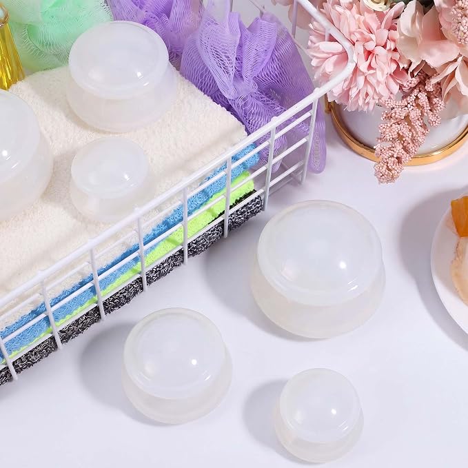 TrelaCo 6 Pcs Cupping Kit for Massage Therapy 3 Sizes Silicone Cupping Set Chinese Massage Therapy for Studio Household Cellulite Joint Pain Muscle Pain(Milky)