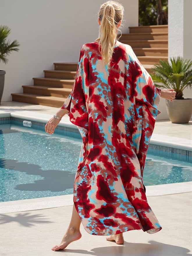Mumu Dresses for Women Plus Size, Bohemian Kaftan Beach Cover Up Long Maxi Nightgown Soft Loungewear