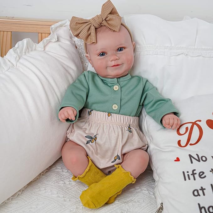 BABESIDE Reborn Baby Dolls with Bassinet, 20Inch Cute Soft Vinyl Realistic-Newborn Baby Doll Poseable Real Life Lifelike Baby Dolls w/Doll Accessories for 3+ Year Old Girls