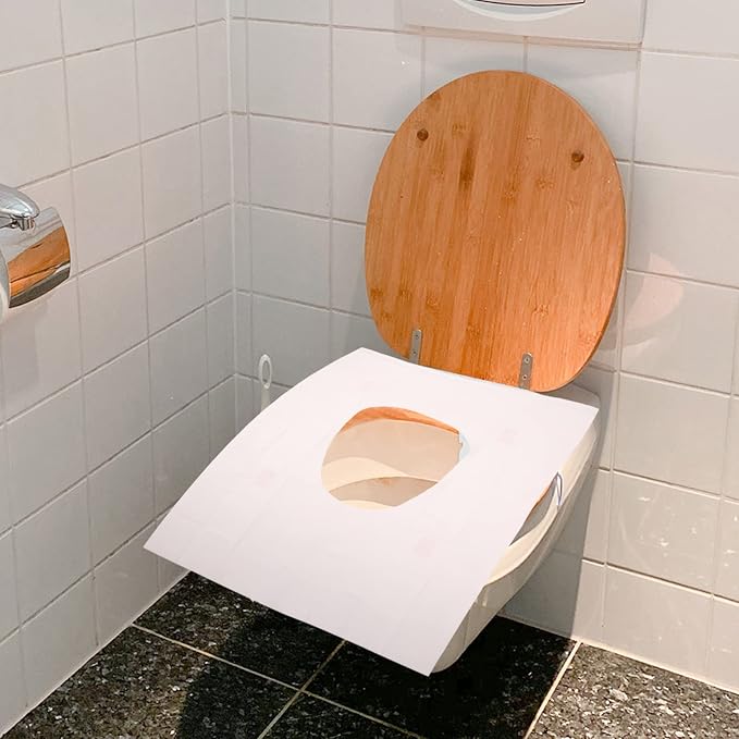 GLEAVI 50Pcs Disposable Toilet Seat Covers - Waterproof, Non-Slip, Individually Wrapped Travel Essentials for Public Restrooms, Camping, and Daily Use
