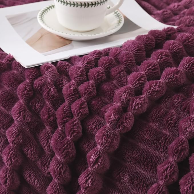 Amaranth Purple Throw Blanket for Couch Sofa 60”x80” Striped Design